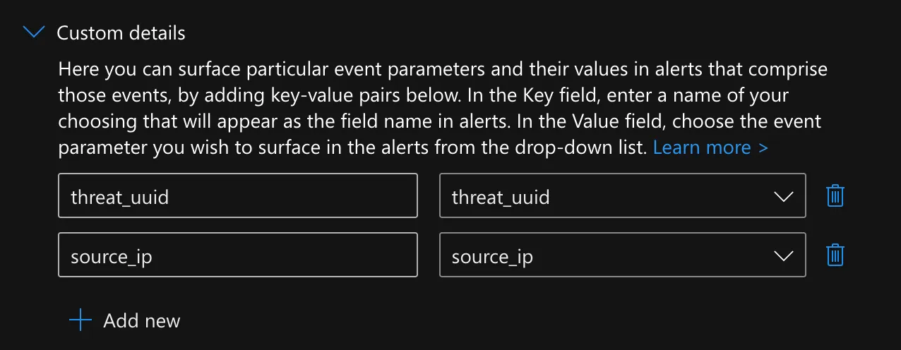 Set custom details
