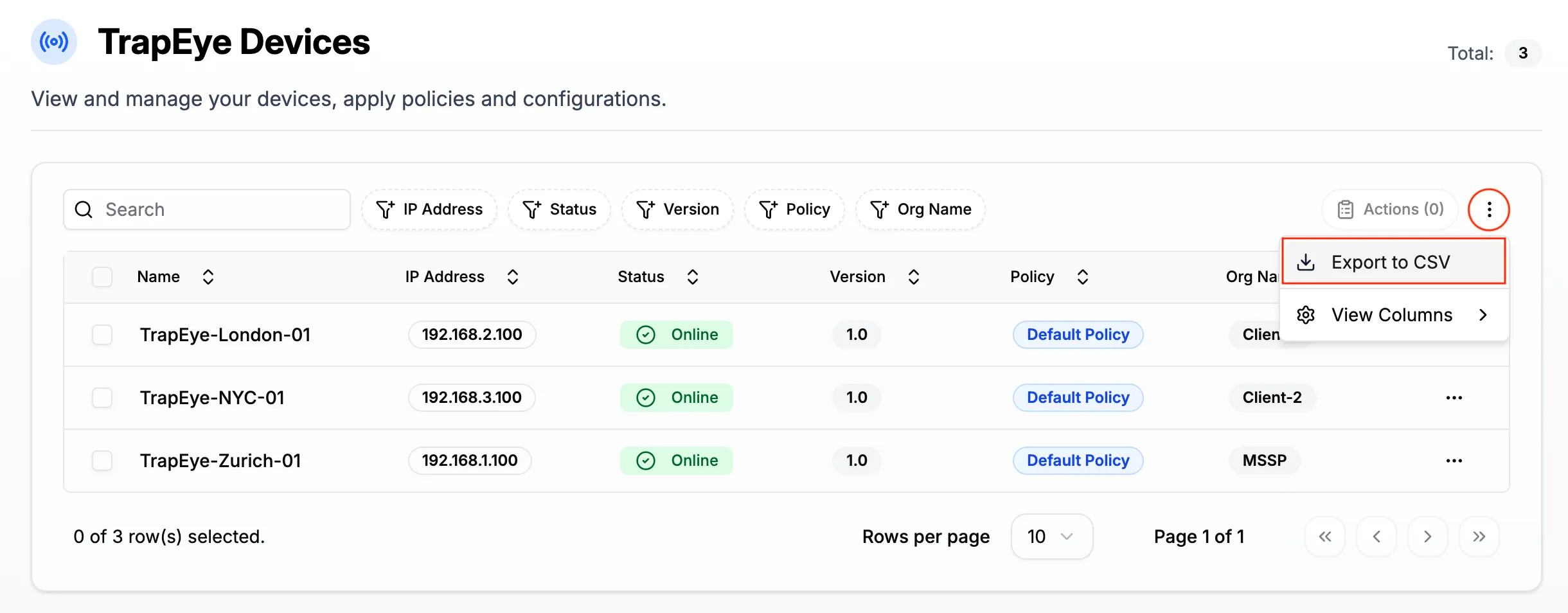 Export as CSV