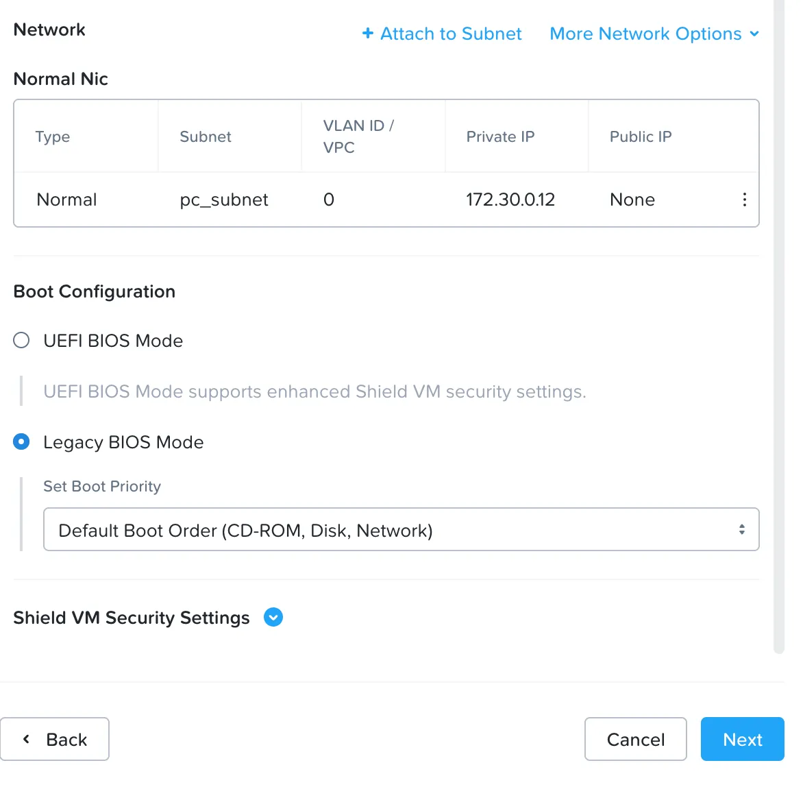 Network and boot configuration