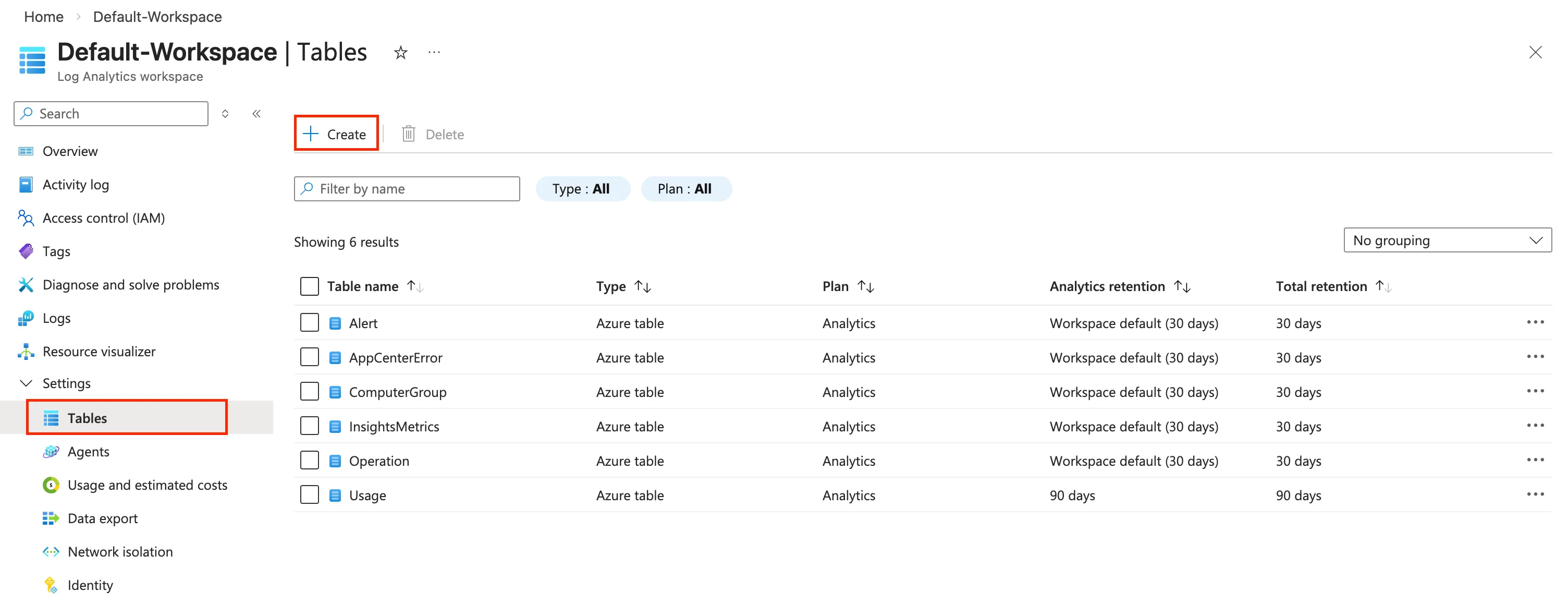 Create Table